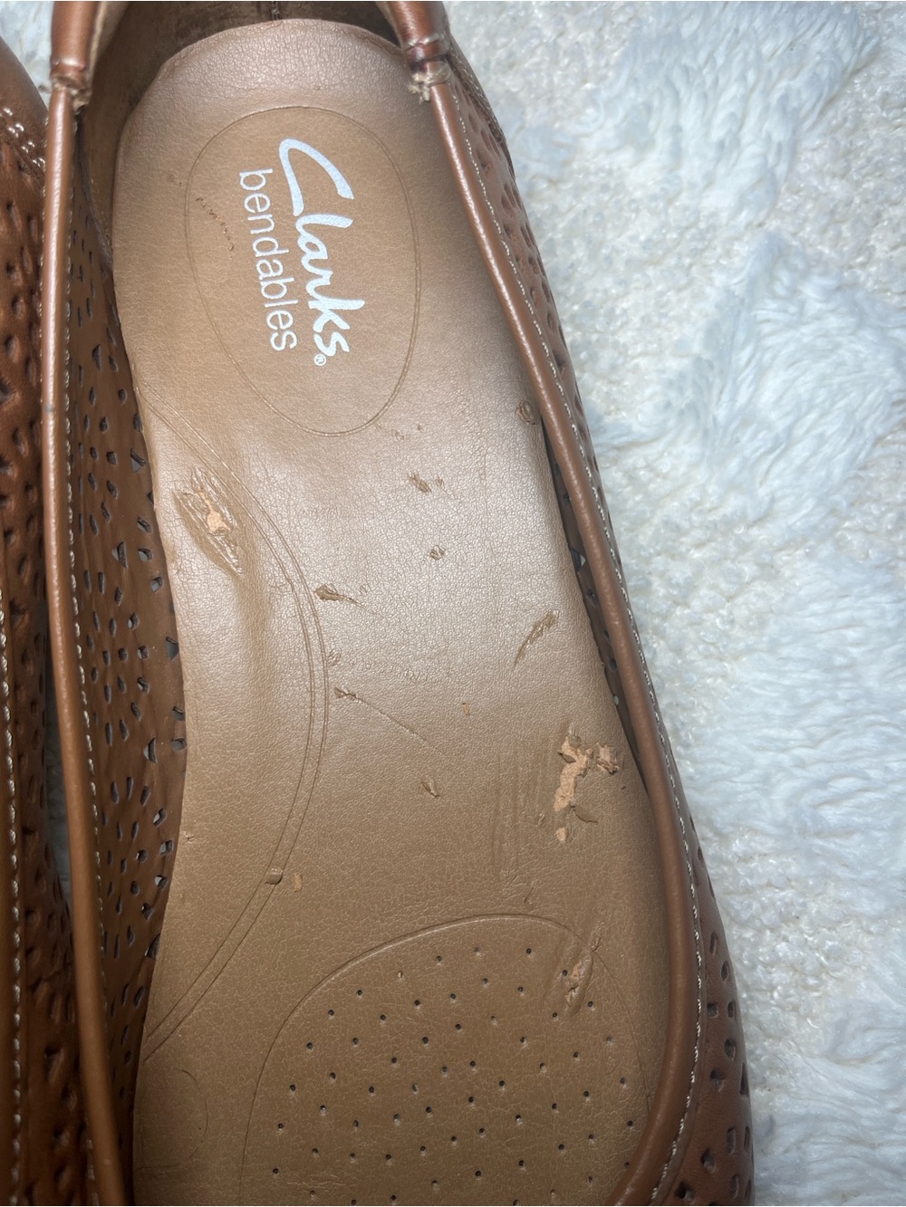Clarks Brown Perforated Bow Ballet Flats - Picture 9 of 10